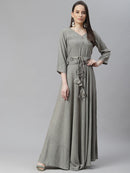 Olive Green Ethnic Maxi Dress