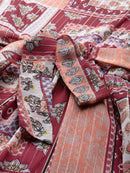 Pink & Peach-Coloured Ethnic Motifs Tiered Maxi Dress5