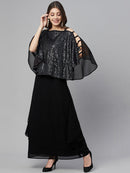 Black & Grey Cut-Out Detail Maxi Dress2
