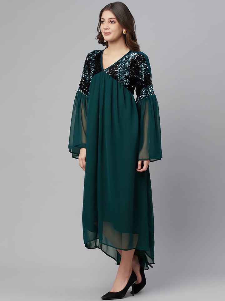 Green & Black Georgette Maxi Dress2