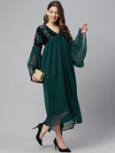 Green & Black Georgette Maxi Dress4