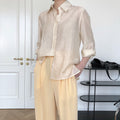 Summer new french temperament simple gloss sense Tianshi linen shirt loose divergence clear sunscreen women