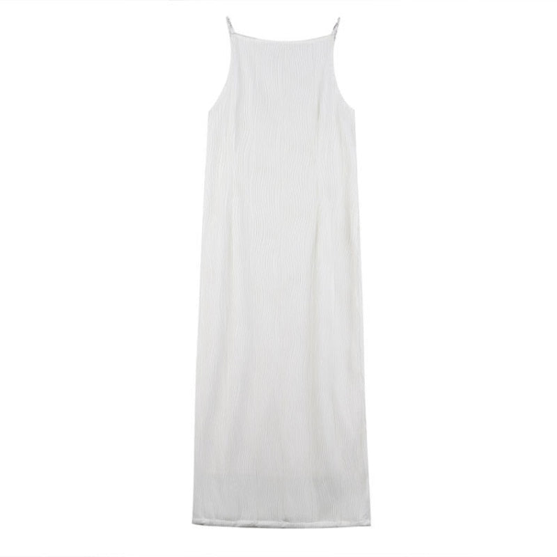 Elegant White Folds Midi Dress8
