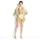 Vintage Floral Print  Short Shirt Dress