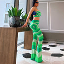 Sexy Halter Off Shoulder Crop Top with Flare Pants2