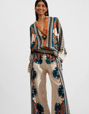 Full Printed Oversized  Cape Style Tops with Pants Set2