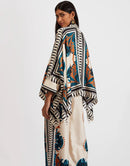 Full Printed Oversized  Cape Style Tops with Pants Set3