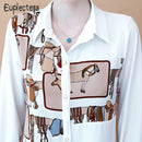 Women All-Match Stylish Print Shirts Long Sleeve2