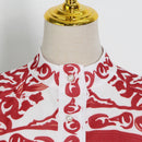 Retro RED Lantern Sleeves Women Long Dress4