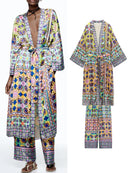 Kimono Style Shirts With Drawstring Trousers Suit