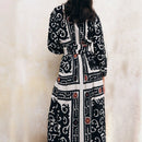 Black Long Sleeve Casual Midi Dresses6