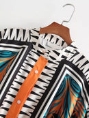 Full Printed Oversized  Cape Style Tops with Pants Set6