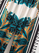 Full Printed Oversized  Cape Style Tops with Pants Set9