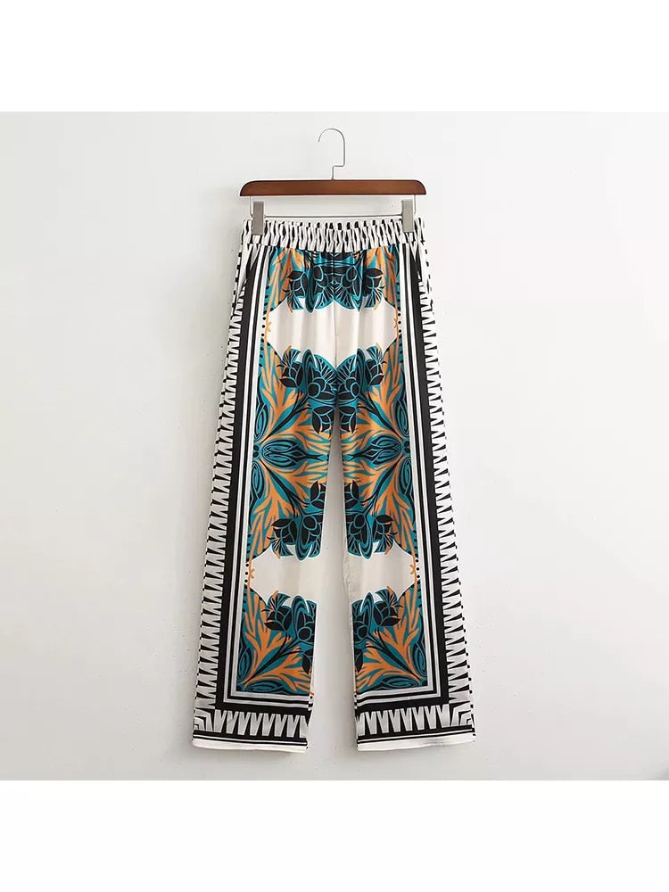 Full Printed Oversized  Cape Style Tops with Pants Set5