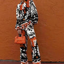 Retro Print Youth Casual Suits