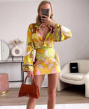 Button-Up Long Sleeve Women Blouse Skirt Suit2