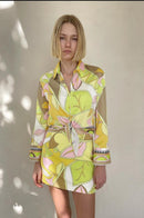 Button-Up Long Sleeve Women Blouse Skirt Suit1