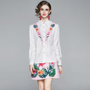 Vintage Print Short Half Sleeve Top & Skirt Suit1