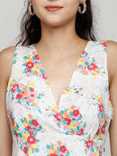 White Floral Print Halter Neck Viscose Maxi Dress3