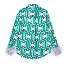 Feather Patchwork Shirt With Wide Leg Long Pants4