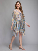 Multicolor Square Dice Printed Kaftan