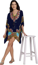 Printed Viscose Dark Blue Kaftan1