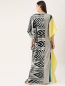 Yellow And Black Block Print Kaftan Maxi Nightdress2