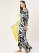 Yellow And Black Block Print Kaftan Maxi Nightdress3