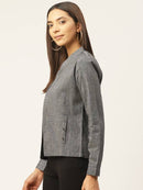 Full Sleeve Self Design Women Casual Jacket2