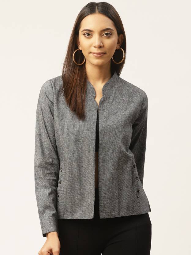 Full Sleeve Self Design Women Casual Jacket