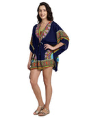 Printed Viscose Dark Blue Kaftan