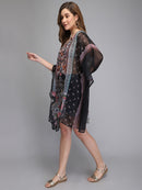Black Multicolor printed kaftan1